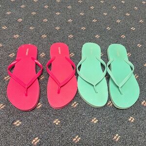 Lot Of 2 Old Navy Flip‎ Flops Womens Sz 9 Bright Blue Pink Cotton Candy Summer